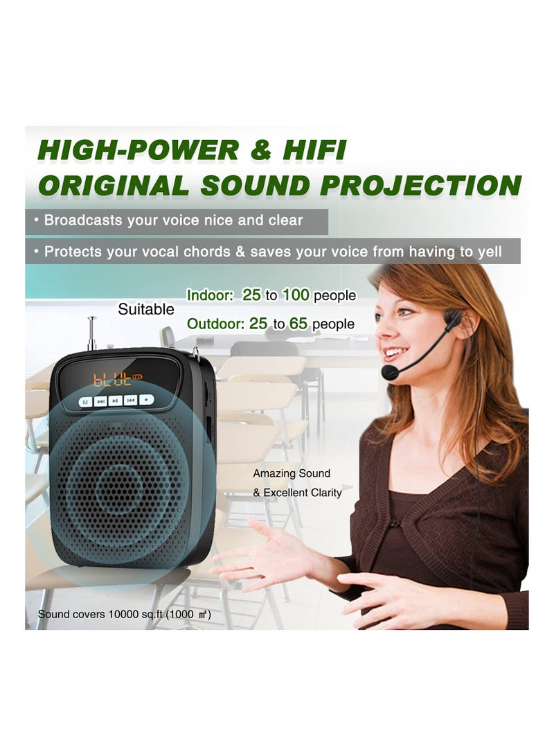 KASTWAVE Portable Voice Amplifier, Mini Voice Amplifier Wired Headset Microphone Speaker Set for Teachers 15W Rechargeable Lightweight Personal Mic for Classroom, Tour Guides, Instructors and Presentation - Image 2