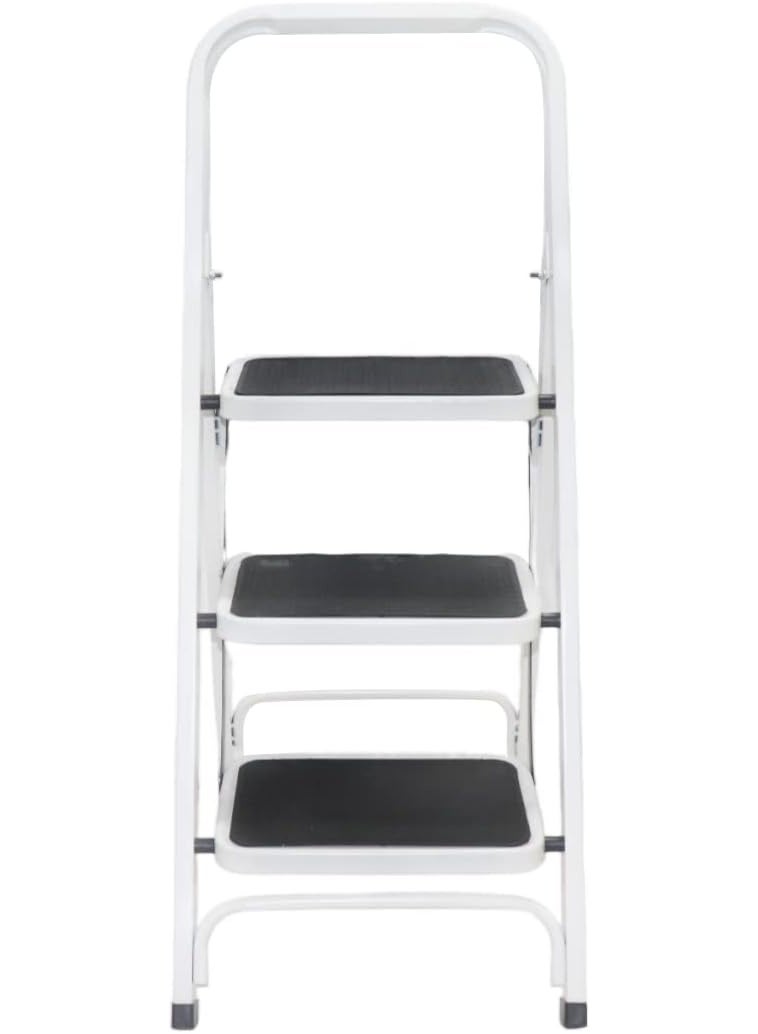 hail Royal Folding Step Ladder With 3 Steps-White/Black - Image 3