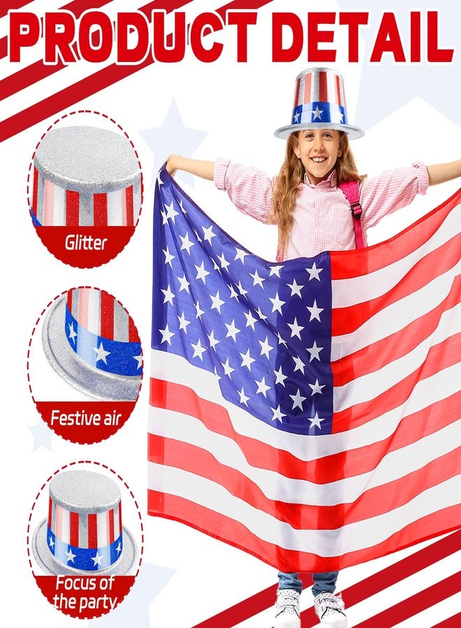 Demonwer 12 Pcs Independence Day Hat American Flag Top Hats Patriotic 4th of July Hats for Men Women Independence Memorial Day Party Costume Accessories - Image 3