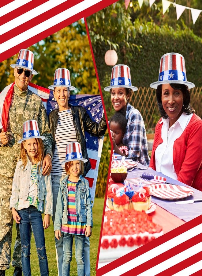Demonwer 12 Pcs Independence Day Hat American Flag Top Hats Patriotic 4th of July Hats for Men Women Independence Memorial Day Party Costume Accessories - Image 4