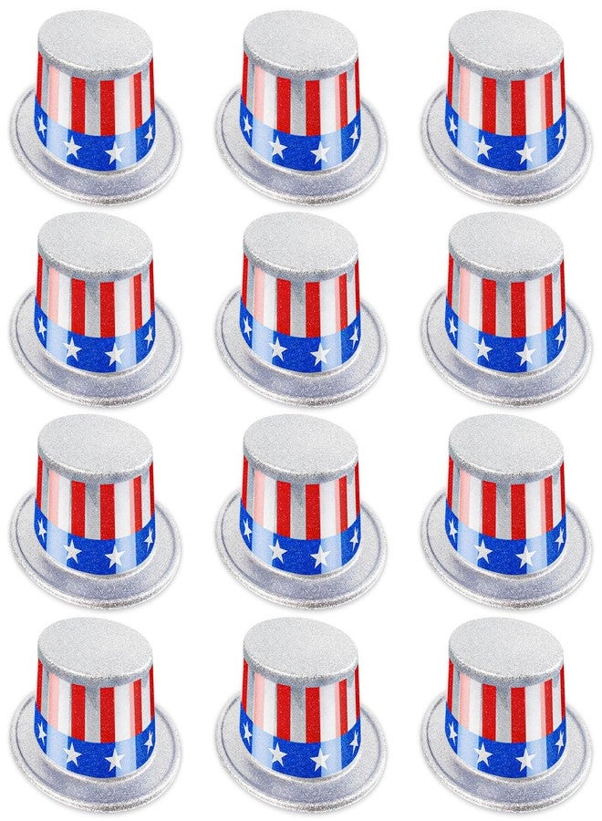 Demonwer 12 Pcs Independence Day Hat American Flag Top Hats Patriotic 4th of July Hats for Men Women Independence Memorial Day Party Costume Accessories - Image 1