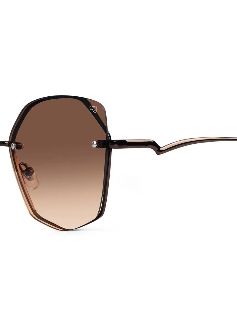Woggles Latest & Stylish UV Protected Dusk Brown Oversized Rimless Sunglasses for Women