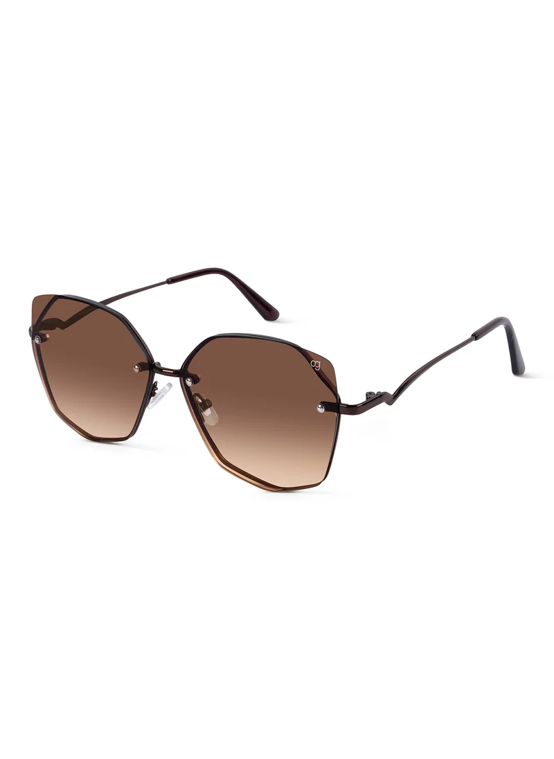 Woggles Latest & Stylish UV Protected Dusk Brown Oversized Rimless Sunglasses for Women
