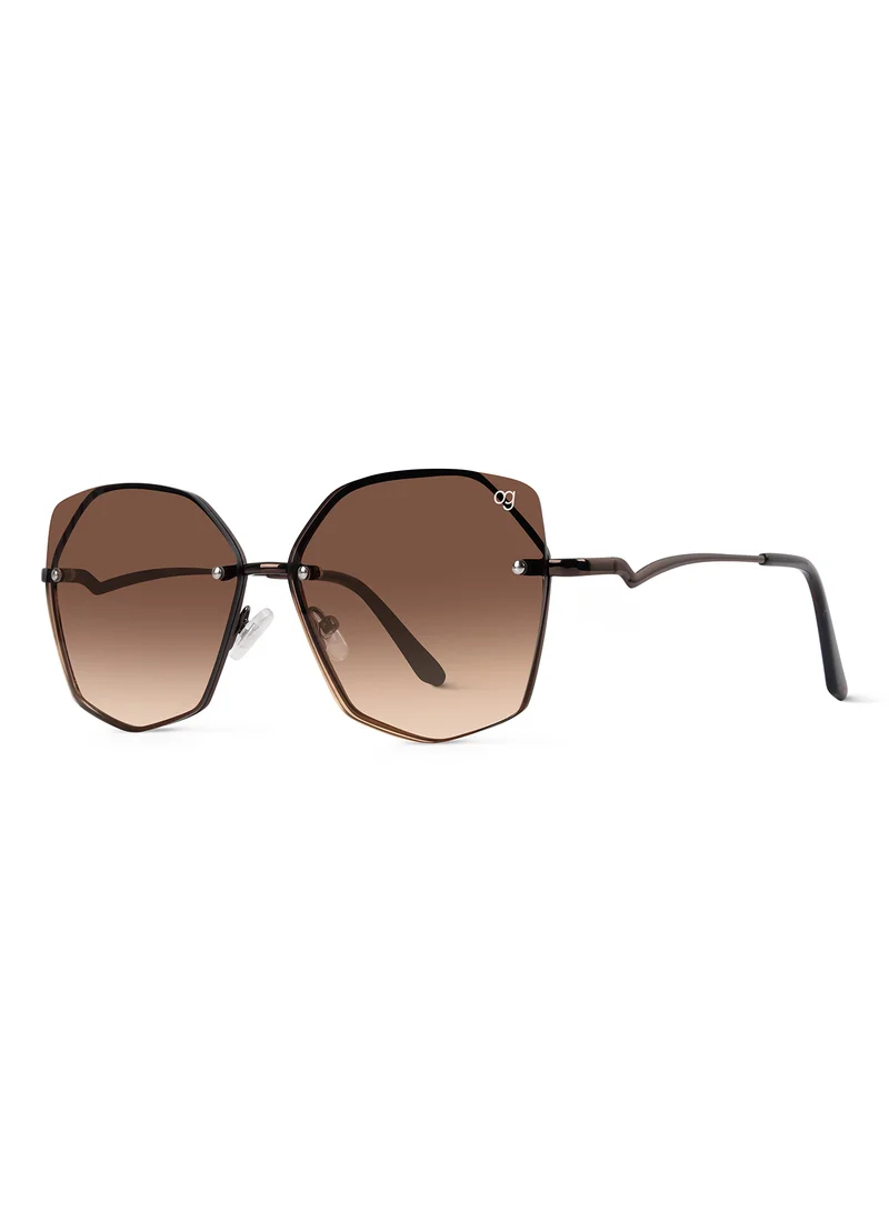 Woggles Latest & Stylish UV Protected Dusk Brown Oversized Rimless Sunglasses for Women