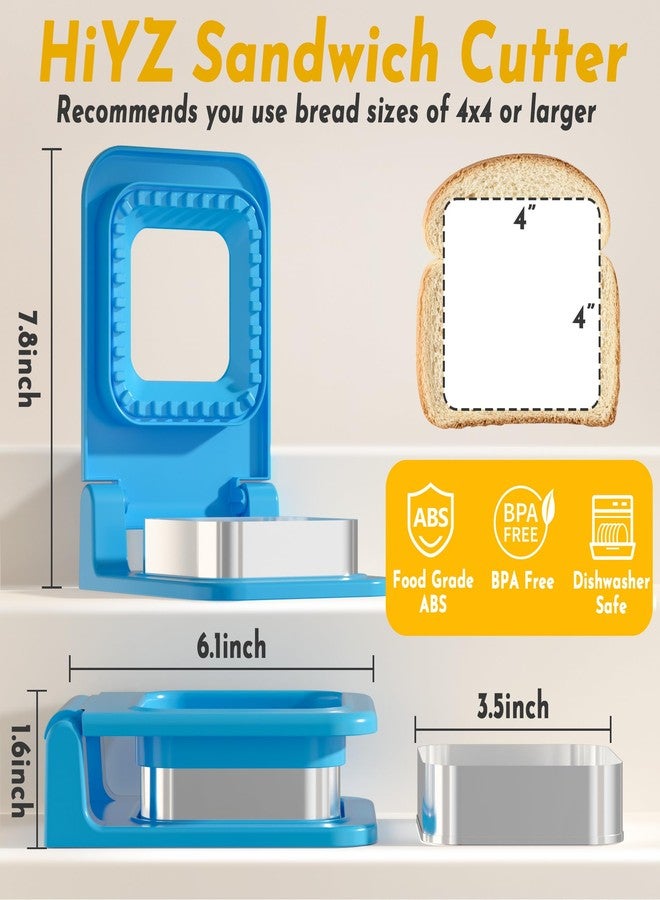 HiYZ Sandwich Cutter and Sealer - Square Stainless Steel Decruster Sandwich Maker - Peanut Butter and Jelly Crustless Sandwich Bread Pancake Maker Cookie Cutter for Kids Children Boys Girls - Image 3