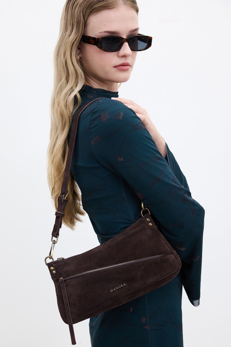 Manuka Mari Suede Baguette Bag Bitter Coffee  - Image 2