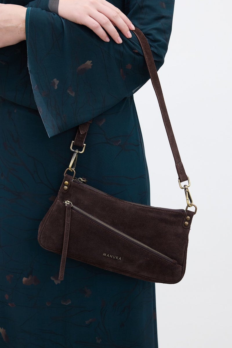 Manuka Mari Suede Baguette Bag Bitter Coffee  - Image 3