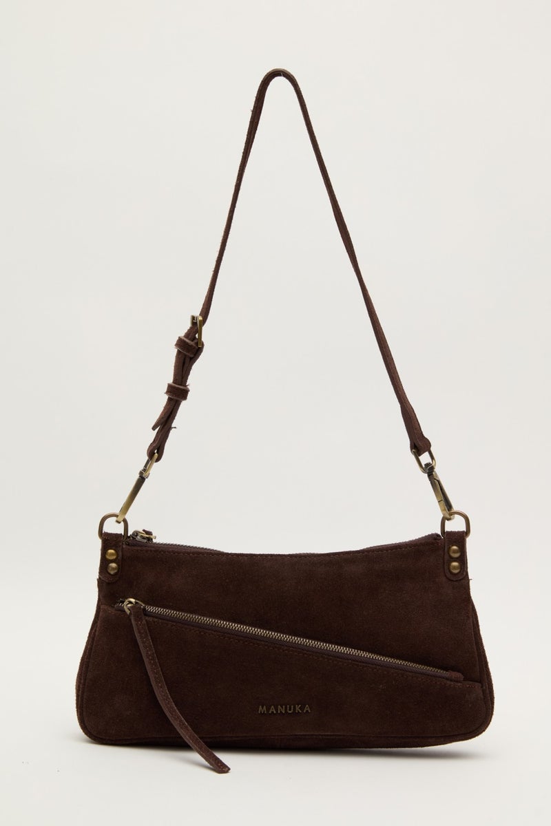 Manuka Mari Suede Baguette Bag Bitter Coffee  - Image 4