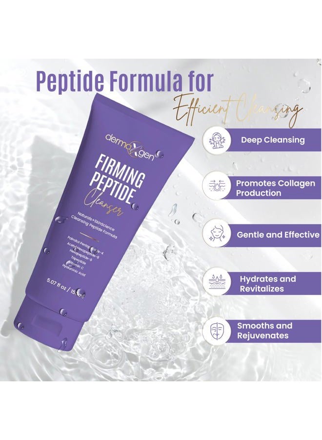 Dermaxgen Firming Peptide Cleanser – 5fl oz Multi-Peptide Facial Cleanser with Vitamin C and Hyaluronic Acid – Anti-Aging Gentle Cleanser for Face – Hydrating Face Cleanser for All Skin Types - Image 2