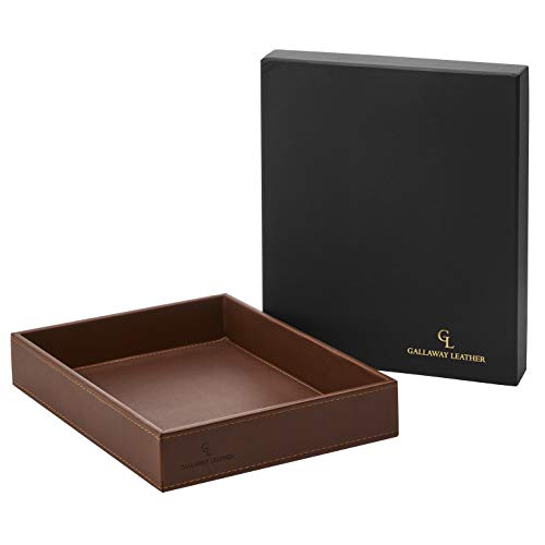 GALLAWAY LEATHER Valet Tray for Men - Nightstand Organizer EDC Tray for Wallet and Keys - Bedside Dresser Catch All Dump Key Bowl for Entryway Table, Dark Brown - Image 4