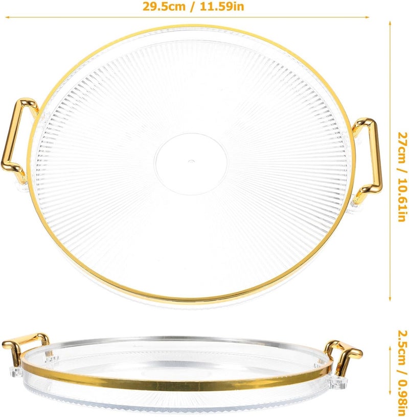 VPGS Decorative Tray with Golden Handles, Modern Clear Round Serving Tray, Coffee Table Tray Ottoman Tray for Living Room, Dining, Kitchen, Bathroom - Image 5