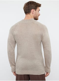 trendyol Stone Slim Half Turtleneck Raglan Sleeve Plain Basic Knitwear Sweater TMNAW25KZ00002  - Image 5