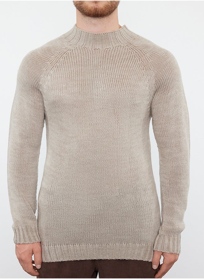 trendyol Stone Slim Half Turtleneck Raglan Sleeve Plain Basic Knitwear Sweater TMNAW25KZ00002  - Image 3