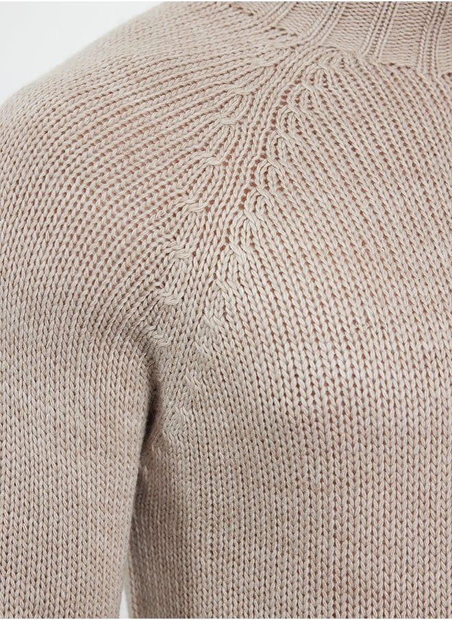 trendyol Stone Slim Half Turtleneck Raglan Sleeve Plain Basic Knitwear Sweater TMNAW25KZ00002  - Image 4