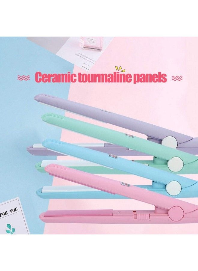 Agatige - 2In1 Mini Hair Straightener Portable Ceramic Flat Curling Iron Hair Curlers For Women Short Hair Bangs Beard(Us Plugpurple) - Image 1