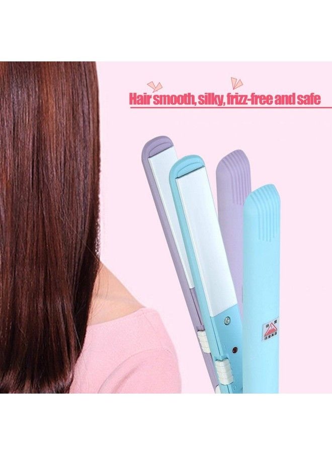 Agatige - 2In1 Mini Hair Straightener Portable Ceramic Flat Curling Iron Hair Curlers For Women Short Hair Bangs Beard(Us Plugpurple) - Image 1