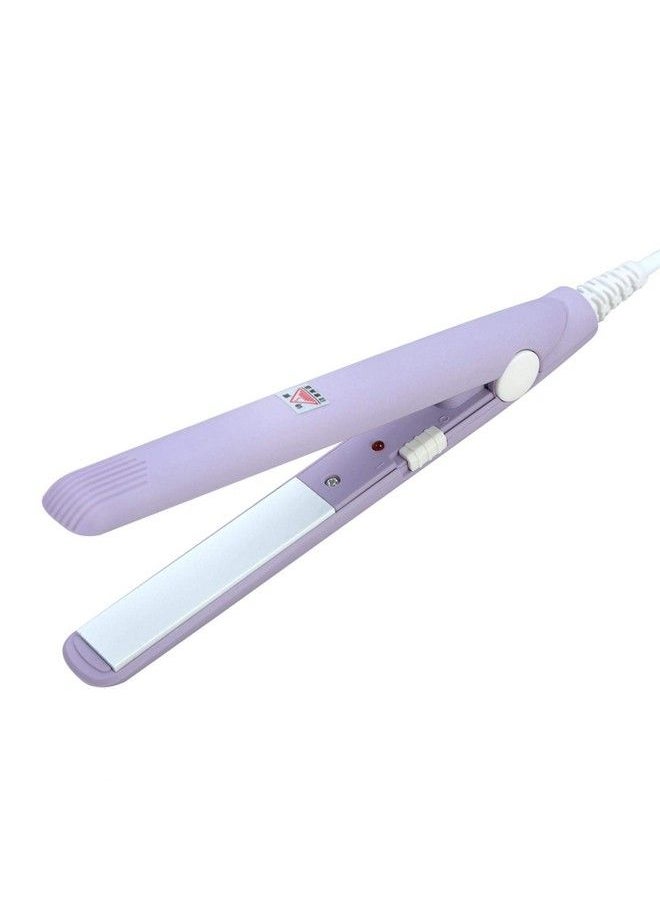 Agatige - 2In1 Mini Hair Straightener Portable Ceramic Flat Curling Iron Hair Curlers For Women Short Hair Bangs Beard(Us Plugpurple) - Image 1