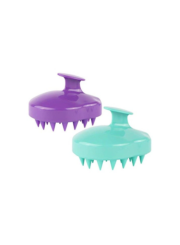 Panvil Set of 2 Silicone Scalp Massager Shampoo Brushes for Hair Growth & Deep Cleaning – Soft Bristles, Manual Head Scrubber for Wet & Dry Hair - Multicolor - Image 1