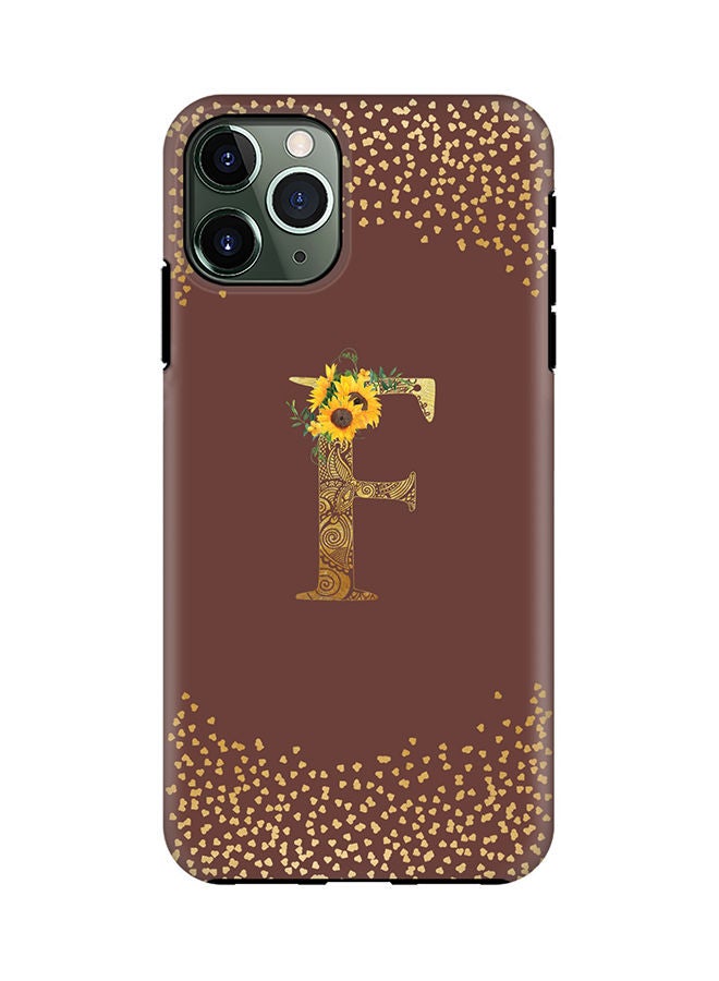 Stylizedd Monogram Tough Series for Apple iPhone 11 Pro Custom Initials Floral Mandala Pattern Tough Pro Dual Layer hybrid PC inner TPU protection Alphabet- F (Brown) - Image 1