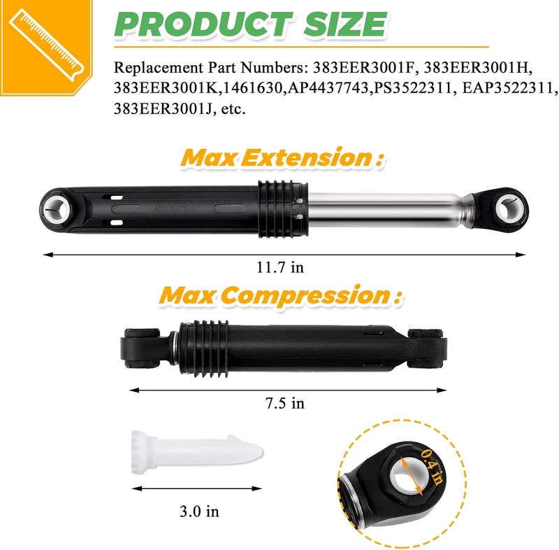 Techecook 2023 Upgraded 383EER3001G 4901ER2003A Washer Shock Absorber (OEM) Replacement for LG Washing Machine by - Replaces 383EER3001F 383EER3001H 383EER3001K 383EER3001J - 3 PACK -10 Years Warranty - Image 4