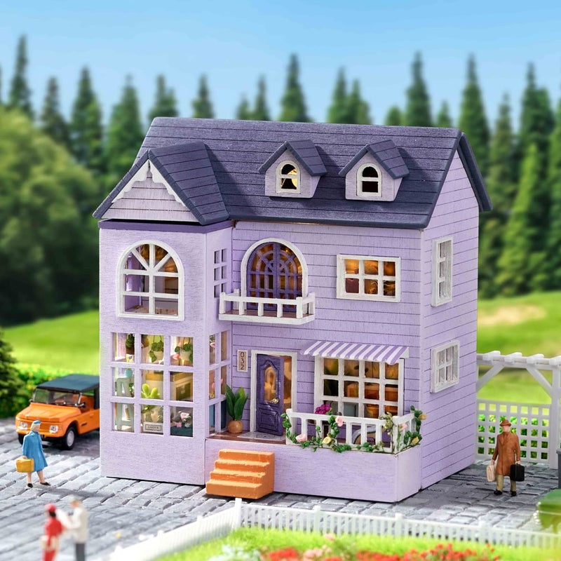 CUTEROOM Dollhouse Miniature with Furniture, DIY Wooden Dollhouse Kit Plus LED Lights, Creative Room for Valentine's Day Gift Idea (D032) - Image 4