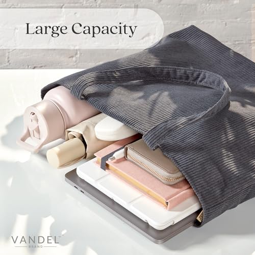 VANDEL Corduroy Tote Bag for Women and Men with Zipper and Inner Pockets. Cute School Tote Bag with Zipper, Aesthetic - Image 5