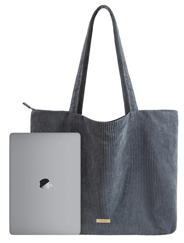 VANDEL Corduroy Tote Bag for Women and Men with Zipper and Inner Pockets. Cute School Tote Bag with Zipper, Aesthetic - Image 1