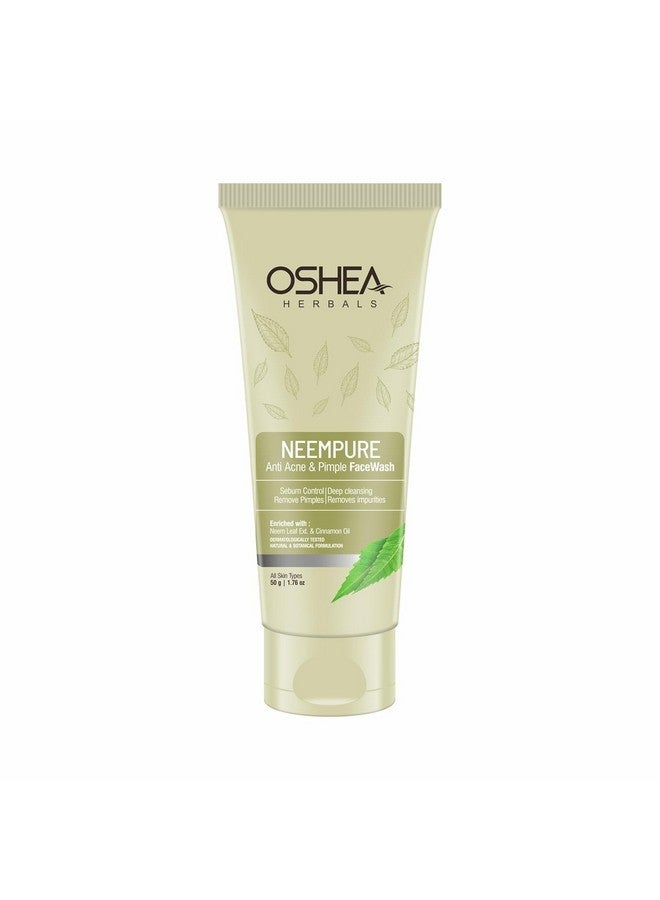 Oshea Herbals Neempure Anti Acne & Pimple Gel Face Wash for Men and Women | Deep Cleansing with Neem Extract & Cinnamon Oil | Controls Sebum, Removes Impurities & Pimples - 50gm - Image 1