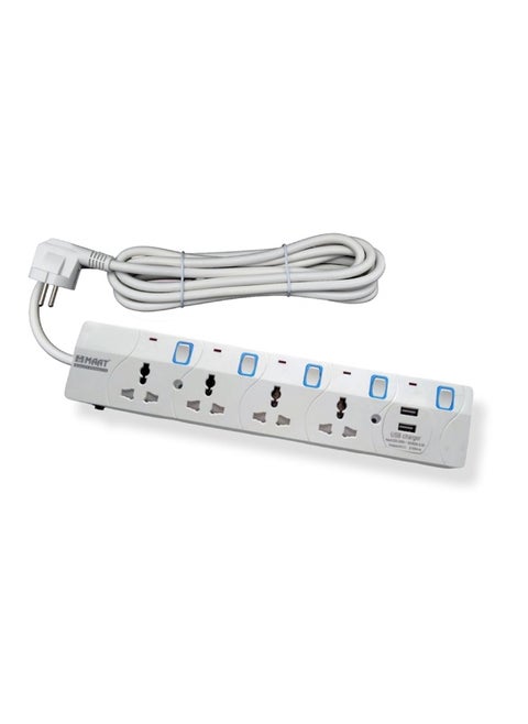 4 Way Extension Socket with USB 5MTR