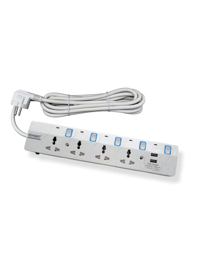 MAAT 4 Way Extension Socket with USB 5MTR 