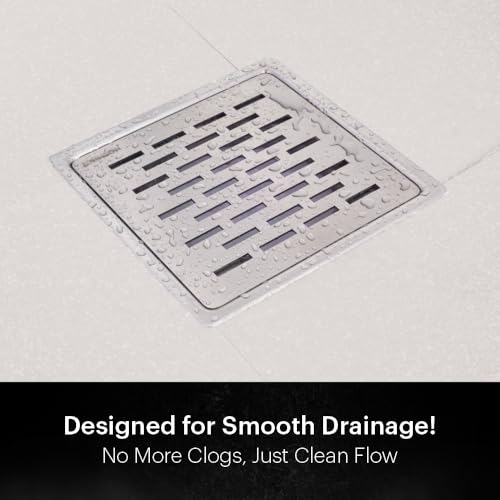 Johnson Bathrooms Johnson Jazz 6x6 inches Square Floor Drain | SS304 Grade Floor Trap Jali/Drain Cover| Anti-Rust, Matt/Satin Finish | 2 Year Warranty (T3181S2 - Stainless Steel) - Image 2
