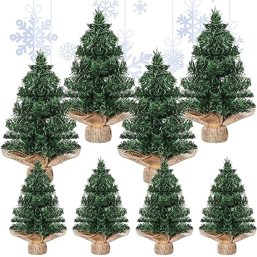 Yinder 8 Pcs Mini Christmas Tree 787 Inch 1181 Inch Miniature Artificial Christmas Tree Small Fake Xmas Pine Tree with Base for Winter Mantel Village Home Kitchen Dining Table Holiday Decorations - Image 1