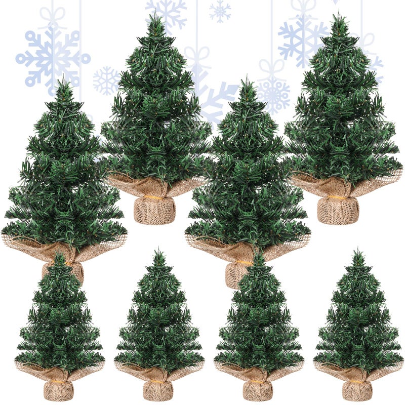 Yinder 8 Pcs Mini Christmas Tree 787 Inch 1181 Inch Miniature Artificial Christmas Tree Small Fake Xmas Pine Tree with Base for Winter Mantel Village Home Kitchen Dining Table Holiday Decorations - Image 2
