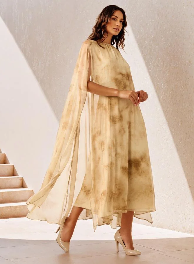 Iconic Iconic Printed Cape Maxi Dress