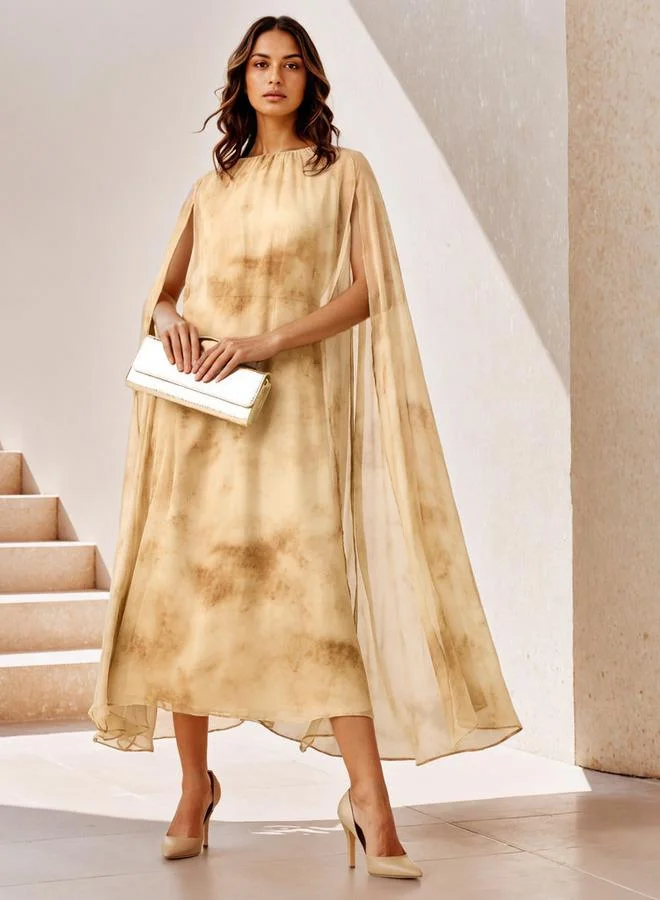 Iconic Iconic Printed Cape Maxi Dress