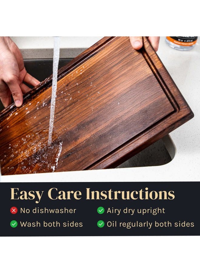 Mevell Walnut Wood Cutting Board for Kitchen, Reversible Wooden Chopping Board With Juice Grooves, Made in Canada (Large 17x11x0.75 Flat Grain) - Image 4