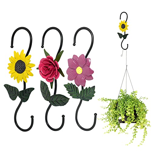 Kitwinney S Hooks for Hanging Plants, Set of 3 Black Metal Plant Hangers, Beautiful and Vivid Plant Hook for Garden Planters, Flower Baskets, Pots, Bird Feeders Outdoor Indoor - Image 1