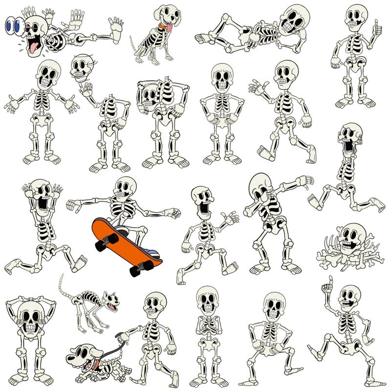 McEtt Skeleton Sticker Sheets Cool Funny Skeleton Stickers for Kids Students Adults Teens 5 Sheet Pack 105 Pieces Halloween Party Favors Classrooms - Image 2