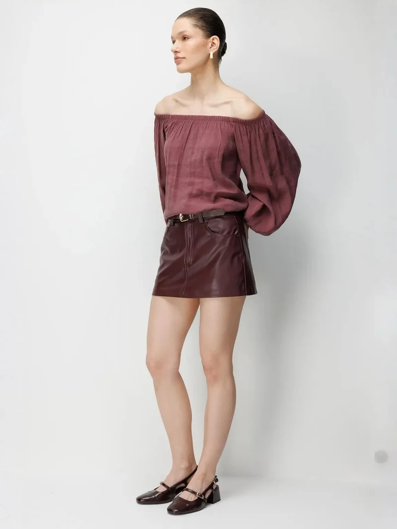 MixRay MIXRAY Off Shoulder Textured Blouse