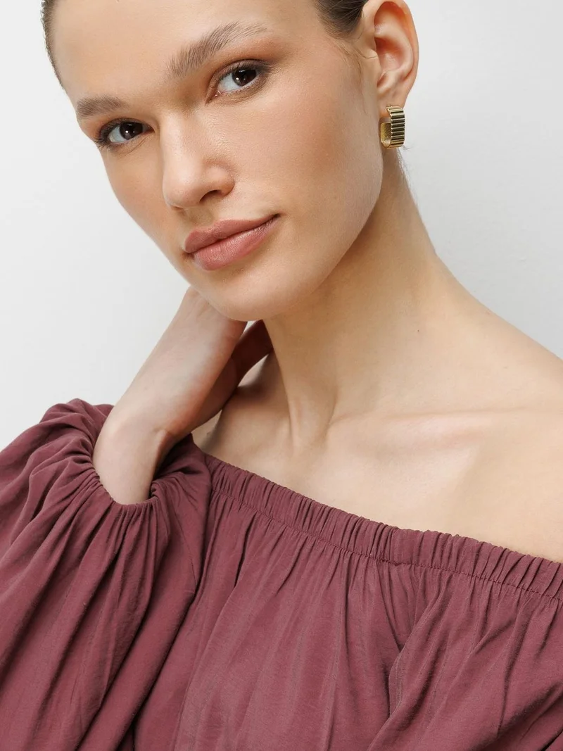 MixRay Periwinkle Purple MIXRAY Off Shoulder Textured Blouse for Women | Best Price UAE