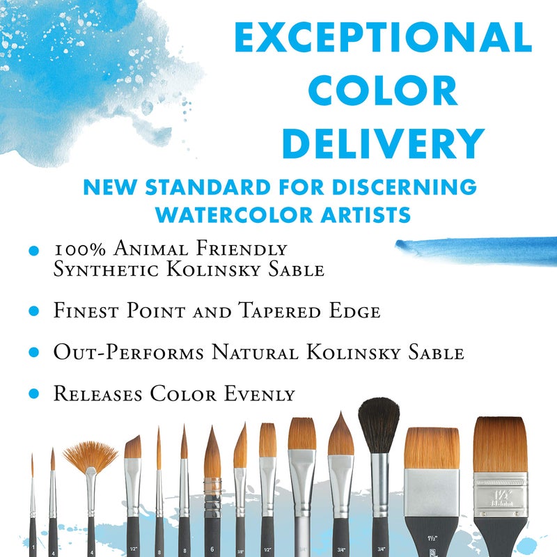 Princeton Aqua Elite, Series 4850, Synthetic Kolinsky Watercolor Paint Brush,Round, 12 - Image 2