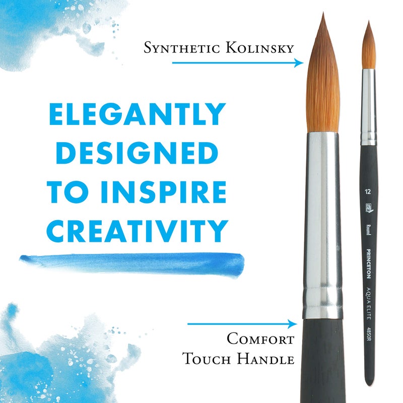 Princeton Aqua Elite, Series 4850, Synthetic Kolinsky Watercolor Paint Brush,Round, 12 - Image 4