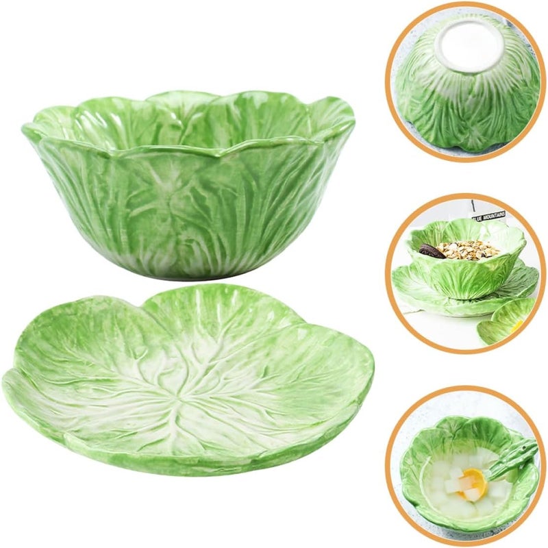 Cabilock 1 Set Rabbit Cabbage Bowl Pasta Easter Serving Bowl Soup Ceramic Appetizer Plate Novelty Funny Fruit Bowl Ceramic Dessert Bowl Sauce Plate Trays Ceramics Mustard Greens Nut Student 15X10CM - Image 5