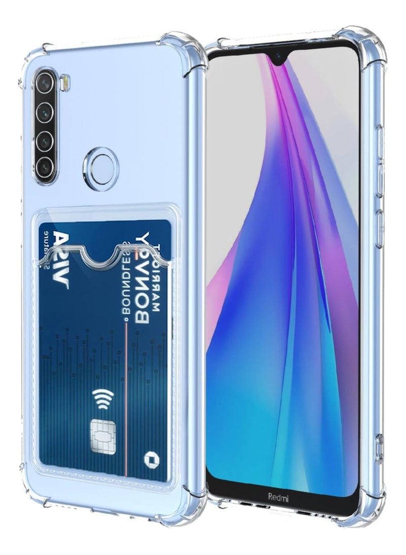 Wallet Phone Case Slim Fit Card Slot Transparent Case Protective Soft Shockproof Case with Card Holder For Xiaomi Redmi Note 8 