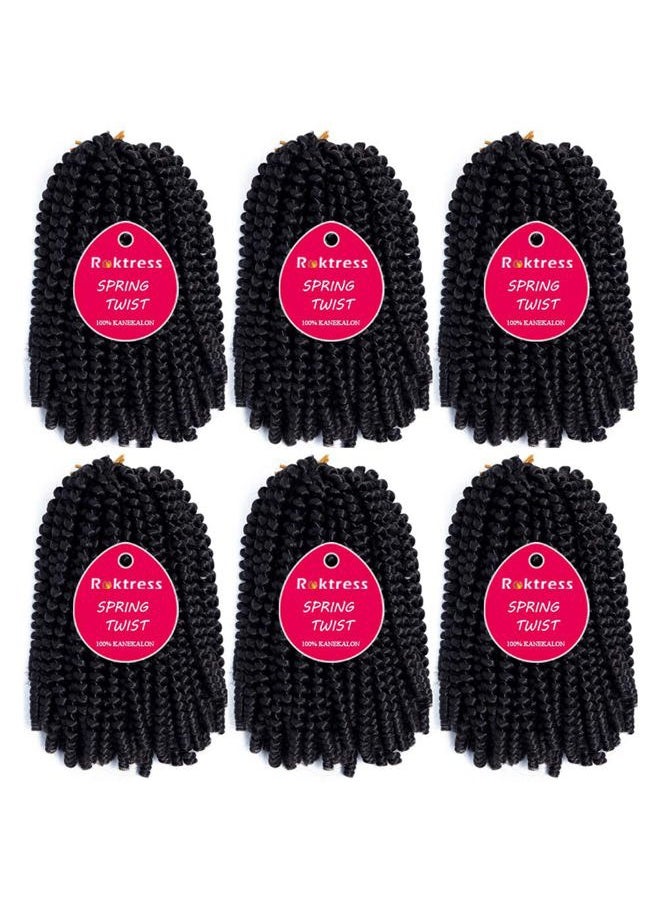 ROKTRESS - Spring Twist Hair 8 Inch Spring Twist Crochet Hair 6 Packs Spring Twist Braiding Hair For Butterfly Locs Soft Locs Low Temperature Synthetic Fiber Fluffy Hair Extensions (8 Inch,1#) - Image 1
