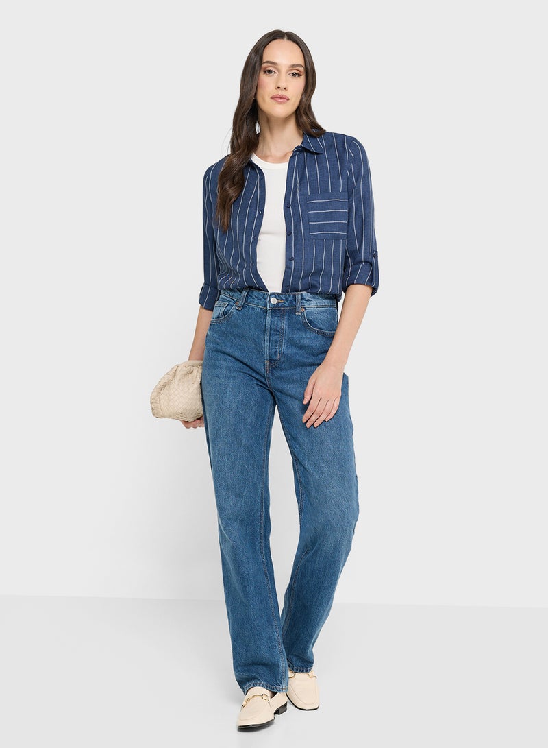 VERO MODA ODETTE Long Sleeve Button Down V-NECK SHIRT - Image 5