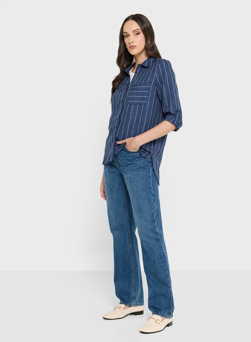 VERO MODA ODETTE Long Sleeve Button Down V-NECK SHIRT - Image 3