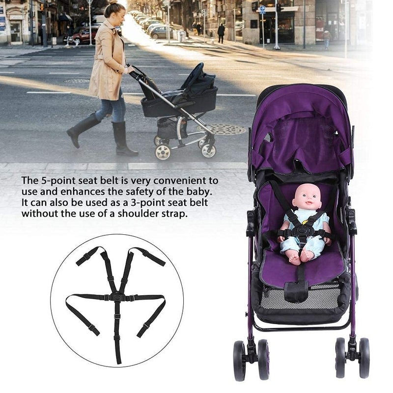 Zerodis Universal Baby 5 Point Harness Belt High Chair Safety Belts Harness Stroller Children Pushchair Rotating Protection Adjustable Shoulder Strap Belts Straps for Pram Accessories(Buckle Type) - Image 2