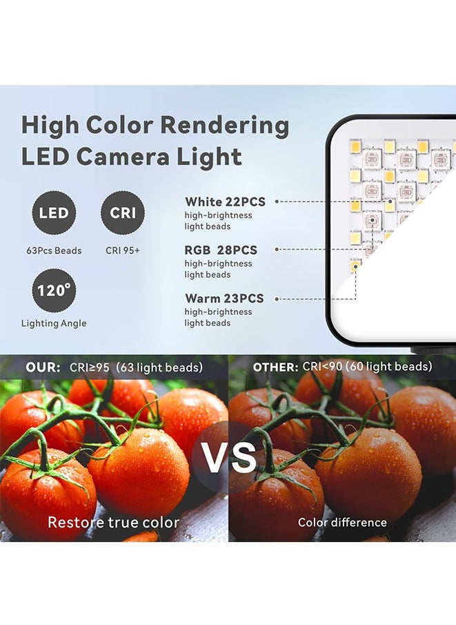 Muyixin - LED Video Light Photography Fill-in Lamp 360°Full Color Portable CRI 95+ 2500K-9000K Photography Light with 1/4”Screw Thread,3 Cold Shoe,20 Light Effects, Built-in 2000mAh Rechargeable Battery for Vid - Image 1