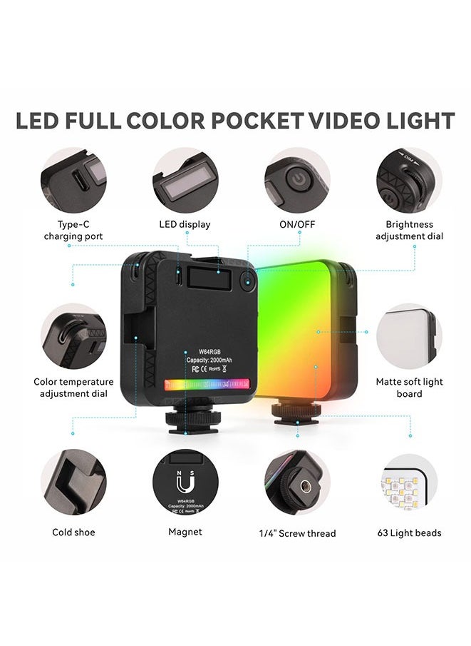 Muyixin - LED Video Light Photography Fill-in Lamp 360°Full Color Portable CRI 95+ 2500K-9000K Photography Light with 1/4”Screw Thread,3 Cold Shoe,20 Light Effects, Built-in 2000mAh Rechargeable Battery for Vid - Image 1